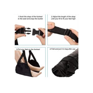 Portable Airplane Footrest Hammock / Travel Leg Hammock Black Color