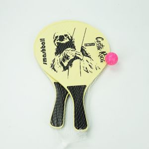 Polyester Wood Beach Racket Customized 38x24cm PU Wooden Beach Rackets