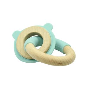 Unique Design Silicone Beech Wooden Rings For Baby Teethers