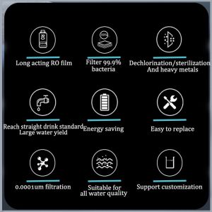 250l Per Hour Two-stage Reverse Osmosis Water Filter System RO Membrane 4040