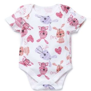 Unisex 100% Cotton Custom Printing pattern Solid Color Short Sleeve Baby Summer