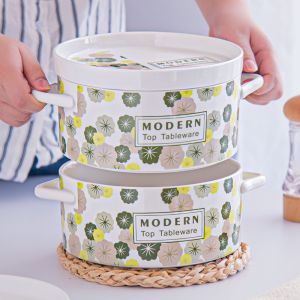 Cheap 60 oz Ceramic Soup Noodle Ramen Pot With Lid Ideal for Parties Ceramic Type Porcelain for sale