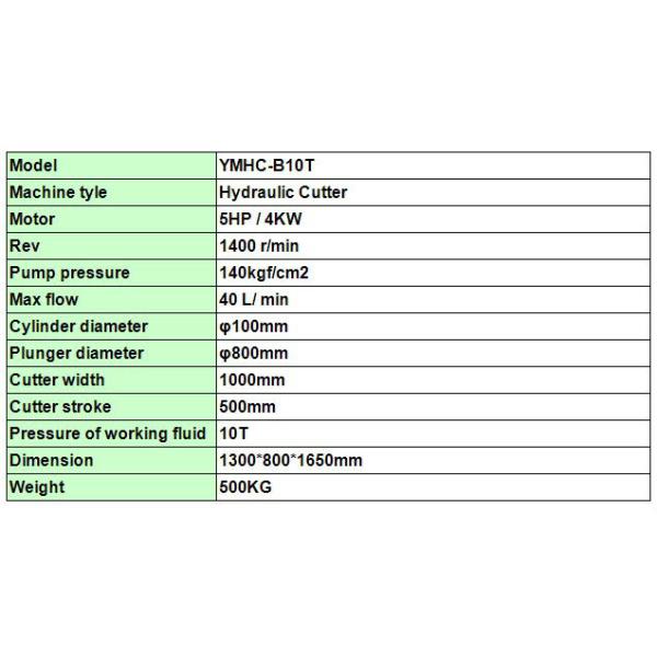 YMHC-B10T Waste Plastic Hydraulic Cutter Vertical Hydraulic Rubber Cutter