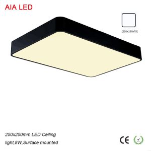 Black 250x250mm 8W white high quality surface mounted LED Ceiling light for
