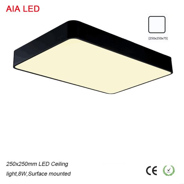 Black 250x250mm 8W white high quality surface mounted LED Ceiling light for