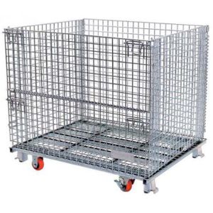 Foldable Wire Mesh Storage Cages Hot Dip Galvanizing 500 Kg-1500 Kg Capacity