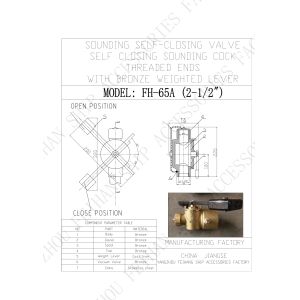 Technical Parameter For FH65 CB/T3778-1999 Bronze Self-Closing Valve Model