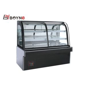 Curve Glass Front Door Opened Cake Display Case With LED Light