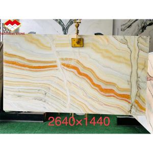 Hotel Table Furniture Design with Natural Stone Bookmatched Rainbow Onyx Marble