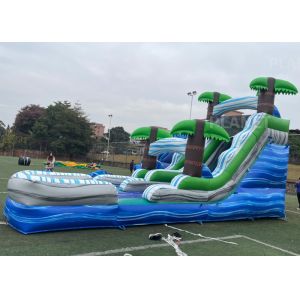 Jungle Palm Tree Theme EN71 Inflatable Water Slide With Pool