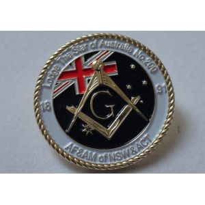 3D Brass Stamping AF & AM Lapel Pin, Rope Edge Soft Enamel Pin with Gold Plating