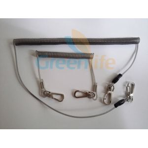 Translucent Black Steel Spring Coil Lanyard Leashes w/Delux Swivel Claw 2pcs