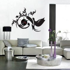 Removable Diamond Bird Designer Wall Sticker Clocks 10D040