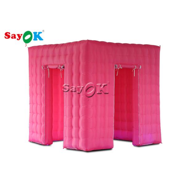 Quality Inflatable Party TENT Pink Inflatable Cube Photo Booth Tent Shell With Color Changing LED Lights wholesale
