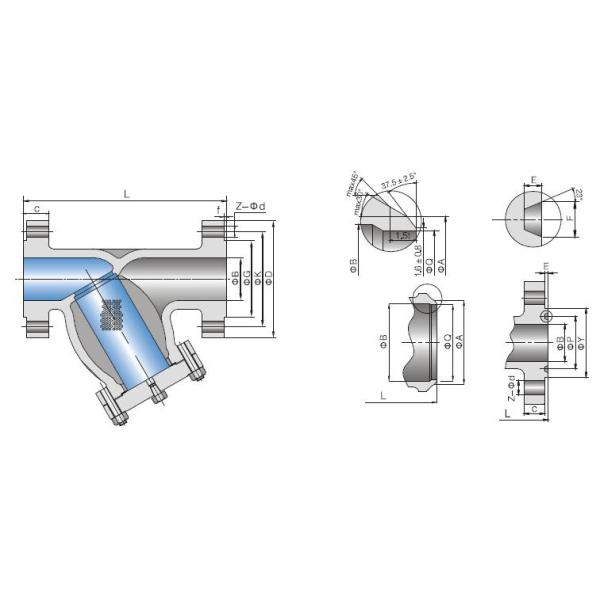Y Type Strainre Dimensions Drawing 300LB