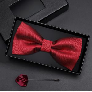 Wholesale Red Polyester Solid Color Bowtie Wedding Bow Ties for Men Custom
