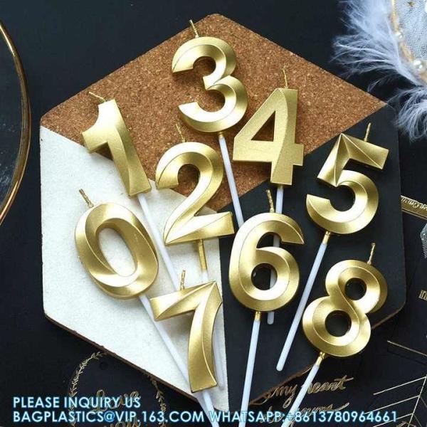 Wholesale Number Candles Gold-Plated 0-9 Wax Cake Candle Mini Cake Shaped Candles