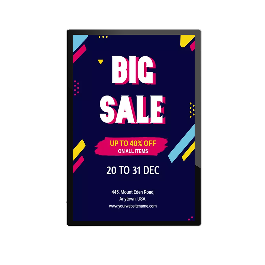 50 Inch Cloud-Based Content Management Split-Screen Functionality Wall-Mounted