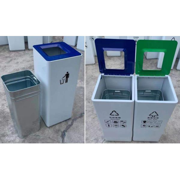 Hotel Property Trash Can Lobby Vertical Restaurant Shopping Mall Large Commercial Stainless Steel Storage Sorting Bucket