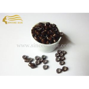 China Hair Extension Accessories Micro Links with Silicon For Sale, Brown Micro Ring for Stick Hair Extensions for Sale on sale