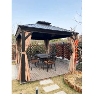 China Toma Outdoor Pavilion Modern Style Galvanized Steel Deck Patio with  Design Dual Roofs on sale