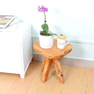 Cedar Irregular Triangle Support Solid Wood Stool 38cm Height NC Mahogany