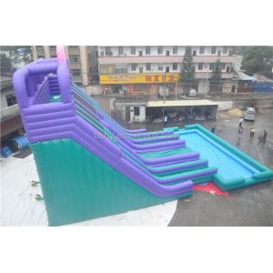 Customize 4 Lanes Inflatable Water Slides With Pool Constant Blowing