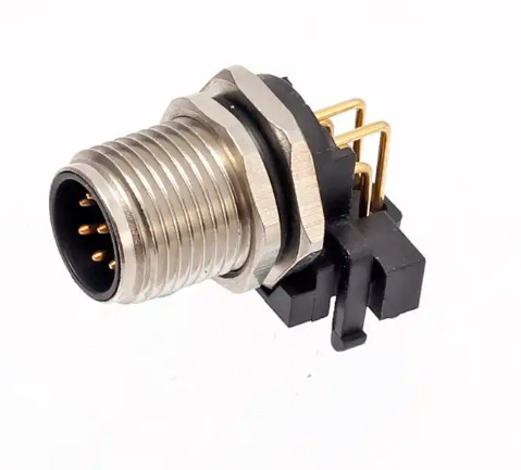 M12 Panel Mount Male Receptacle Industrial Connectors M12 Circular Connector 90