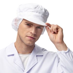 Dustproof Hat with Polyester Cotton Mesh for Food Factory - Machine Washable