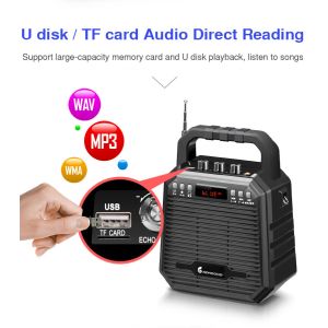 Wireless Bluetooth Speaker Echo Recorder Portable Trolley Speaker UHF 2.4Ghz