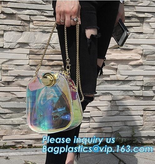 adjustable shoulder strap women nylon pvc tote bag, Summer Beach Clear PVC