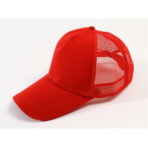 60cm Baseball Breathable Mesh Caps Embroidery SGS Red Color Cotton Canvas