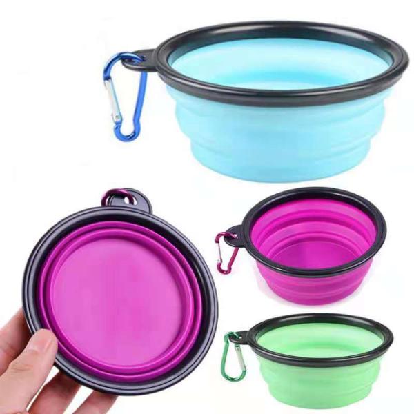 Foldable Dog Water Bowl Collapsible Expandable With Carabiner BPA Free Portable Dog Food Bowl
