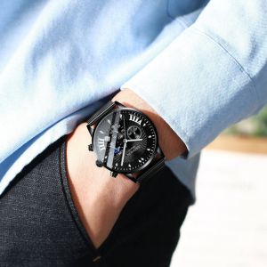 Factory Customized Alloy Band Fake Three Eye Calendar Big Dial Men Watch