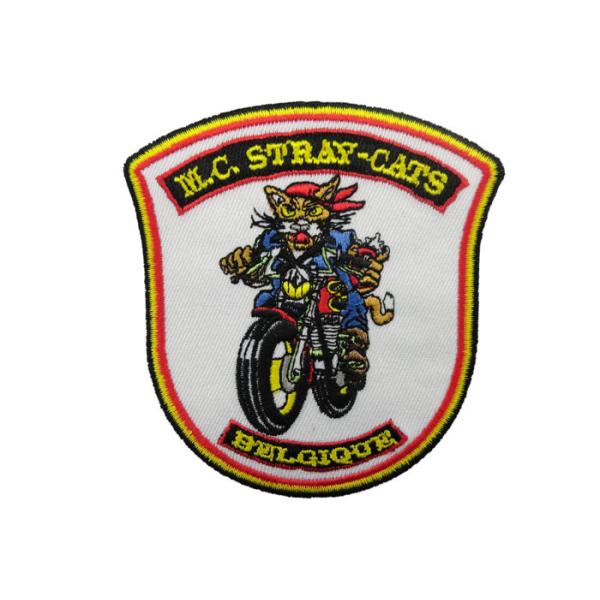 Quality M.C. Stray Cats Embroidery Patch, Custom Embroidered Patches With Iron Glue On Back Side wholesale