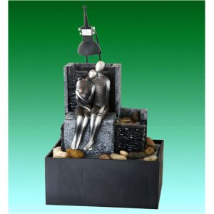CE GS Approved Falling In Love Figurine Desk Top Fountains With Lights