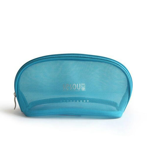 Quality Custom Blue Promotional Transparent Mesh Cosmetic Bags With Logo wholesale