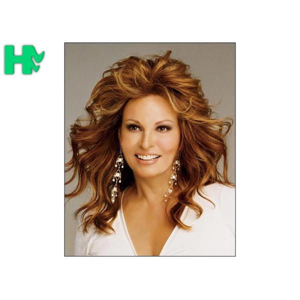 Natural Long Wave Type Hand Tied Blond Color Glueless Heat Resistant Synthetic