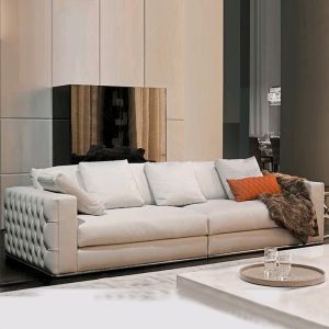 Sumptuous Italian Luxury Sofa Set Tufted Button Synthetic Diamond Leather