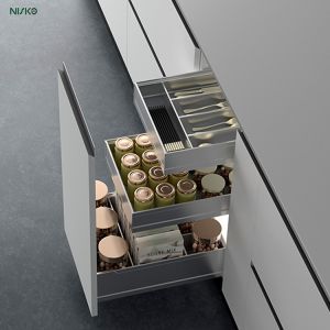 3-Tiers Kitchen Cabinet Pull Out Spice Rack Drawer Adjustable Cutlery Bottle