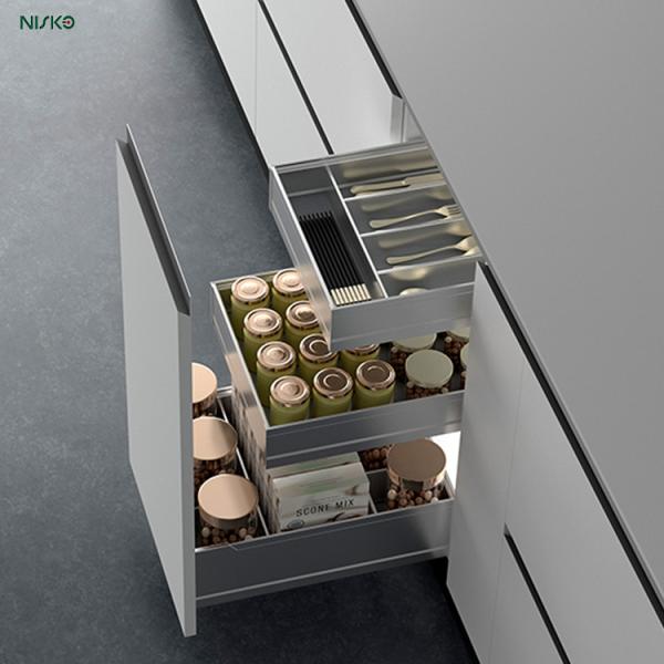 3-Tiers Kitchen Cabinet Pull Out Spice Rack Drawer Adjustable Cutlery Bottle