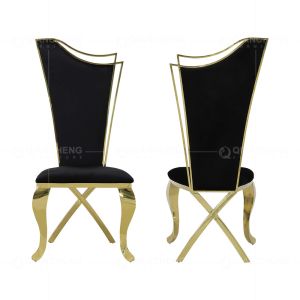 54x49x117cm Modern SS Dining Chairs With Black Velvet High Backrest