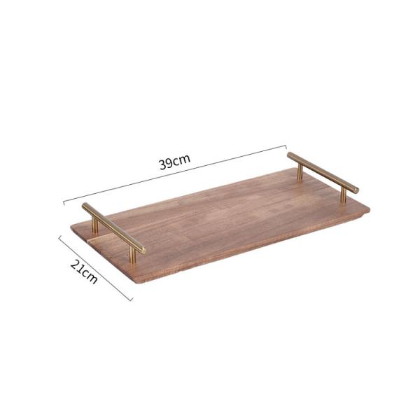 Wooden Serving Tray with Metal Handles, Stylish Farmhouse Decor Serving Platters, Wood Serving Board for Ottoman or Centerpiece