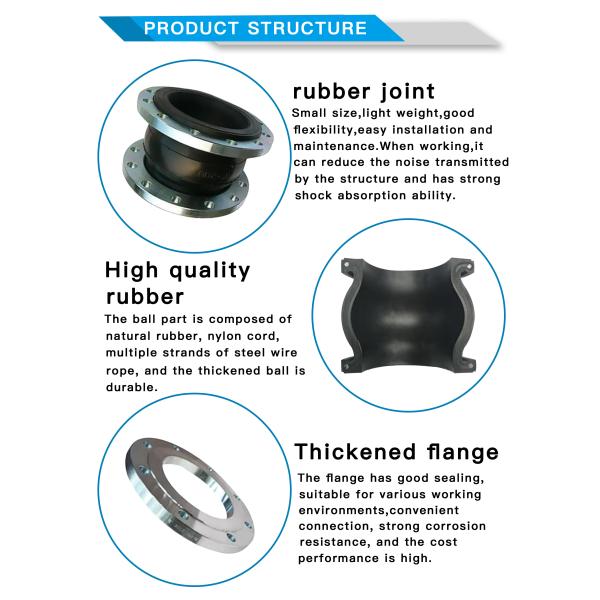 DN250 PN16 Flanged Rubber Bellows Connector Epdm Ansi 150lb Rubber Expansion Joint