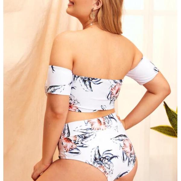 2019 New Plus Size Two piece Tassel High Waist Swimsuit Women Push up