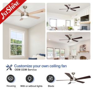 Metal Lamp Body Material 52 Inch Ceiling Fan with Remote Control and 360 Degree