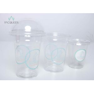 China Clear Iced Coffee To Go Cup , Iced Coffee Cups With Lids Flat / Dome on sale