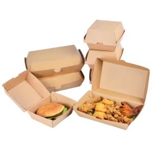 Customized Disposable Corrugated Cardboard Fast Food Packaging Burger Box for