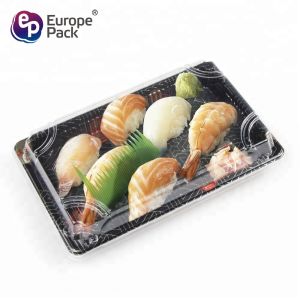 Best selling one time ps plastic square plate sushi tray with lid