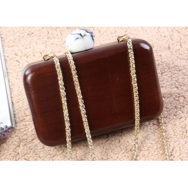 Quality Elegant Ladies Evening Wooden Clutch Bag With Pearl Clasp Style Closure wholesale